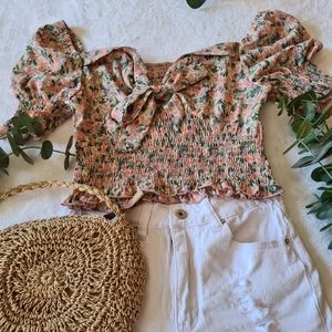 Cute pink with flowers Top
